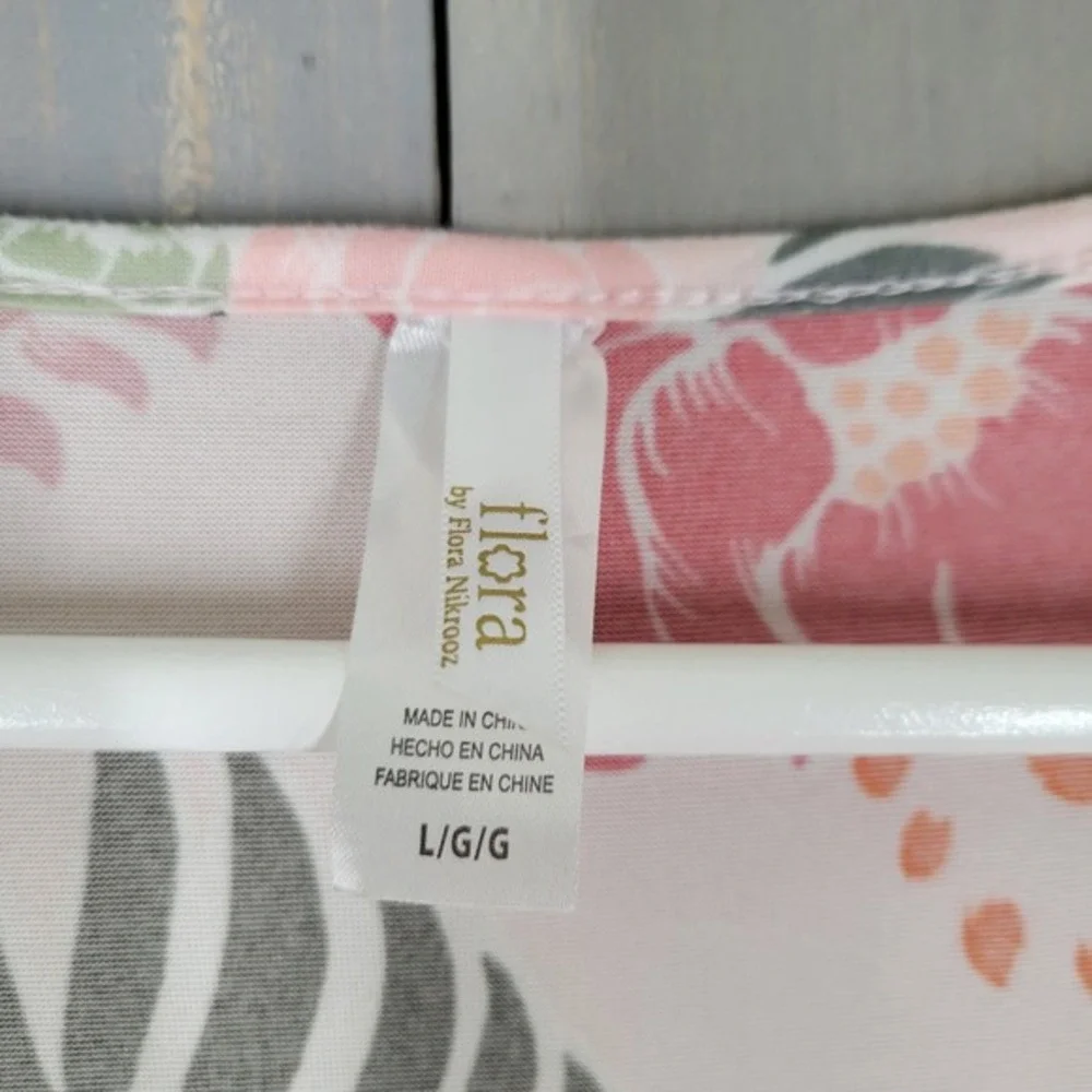 Flora Nikrooz Floral Robe Women Large Pink Tropical Palm Leaf‎ Kimono
